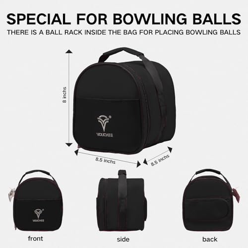 Compact Single Bowling Ball Tote Bag for Spare Ball, Lightweight One-Ball Bowling Bag with Built-In Ball Holder, Easy Carry Handle, Durable for Practice & League Play - color: Black
