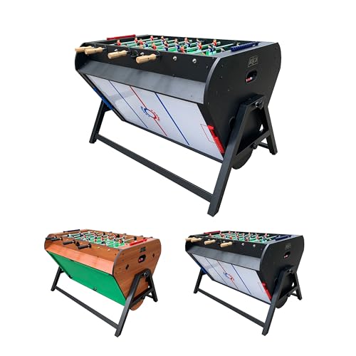 KICK Triplex 55″ Telescopic Rods 3-in-1 Swivel Multi Game Table – Foosball, Pool/Billiards & Air Hockey - color: Black