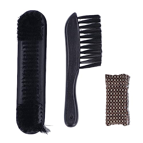 Septpenta Billiard Table Rail Brush Cleaning Tool, Billiard Table Brush Set with Cue Cleaning Cloth, Made of PVC and Solid Wood, for Wooden Billiard Accessories Kit(Black) - color: Black