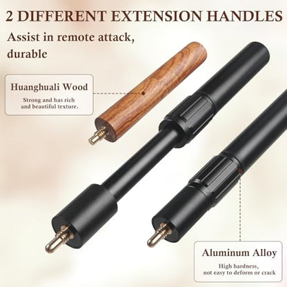 Kmise 3/4 Split Snooker Pool Cue, Handcraft, 4-Face Spliced Professional Snooker Pool Stick, Pool Sticks for Adults, with 2 Extension Cues, Complete Cue Set（18oz）