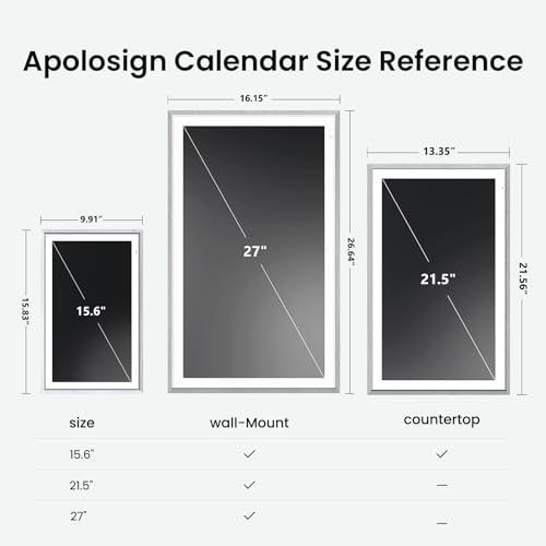 Apolosign 27-inch Digital Calendar & Smart Family Wall Planner, No Subscription, Shared Touchscreen Display with Calendar Sync, Chore Charts & Family Scheduling Hub, Wall Mount Included (Gray) - color: Gray
