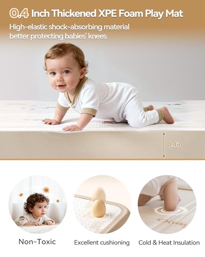 Oneye Baby Play Mat, 50 x 50 Inch Floor Mat with XPE Foam,Foldable & Reversible Baby Floor Play Mat, Perfect Baby Foam Playmat for Baby Playpen, Waterproof PlayMats for Babies,Indoor& Outdoor