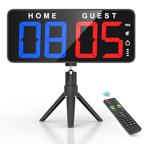 ANJANK 11’’ Large Digital LED Scoreboard Electronic Score Keeper Clock, Countdown/up, with Powerful Battery, 4 Mounting Options, for Corn Hole/Ping Pong/Basketball Sports, Gym, Indoor & Outdoor Games