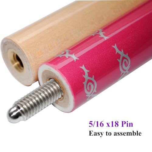 58" Pool Cue Stick,13mm 2-Piece Maple Hardwood Ergonomic Design Billiard Cues Kit,19/20/21oz - color: Rose, style: 20oz
