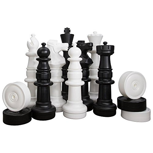 MEGACHESS Giant Chess Set - 37 inch King, with Giant Checkers Set and Giant Plastic Chess Board