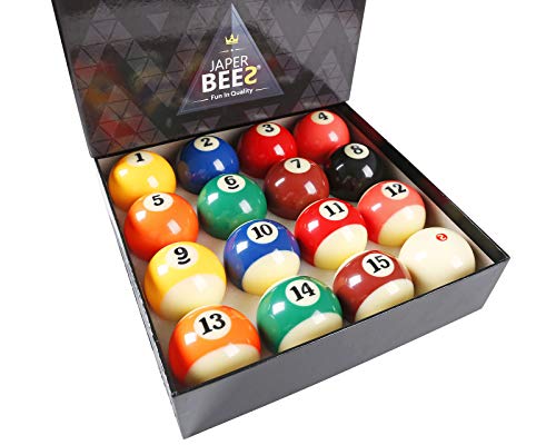 JAPER BEES Billiard Ball/Pool Ball Set Complete 16balls 2-1/4" Regulation Size&Weight Resin Ball - style: Tournament TV