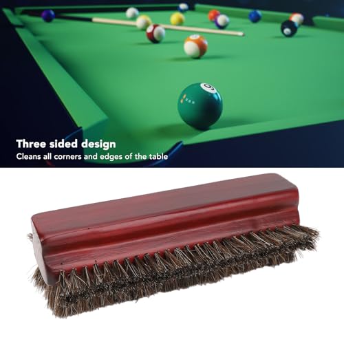 Pool Table Brush, Wood Horse Hair 3 Sided Billiards Brush Cleaner for Cleaning Pool Tables Corner, Wooden Billiards Pool Table and Rail Brush Set