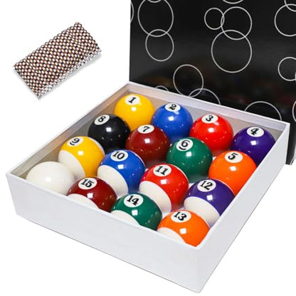 Billiard Balls Set 2-1/4" Regulation Size Pool Table Balls for Replacement (16 Resin Balls) - style: 16 Resin Balls & Cue Cleaning Cloth