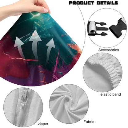 Stretchy Chair Slipcovers with Arms Cool Lightning Gaming Chair Cover Cat Scratch Proof Rotating Gaming Chair Covers Protector 4PCS Complete Set for Office Professional Environment - color: Cool Lightning
