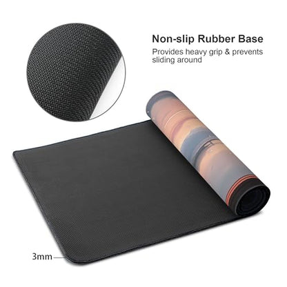 Large Extended Gaming Mouse Pad with Stitched Edges, (35.4X15.7In) Durable Non-Slip Natural Rubber Base, Waterproof Computer Keyboard Pad Mat for Esports Pros/Gamer/Desktop/Office/Home (D) - color: D
