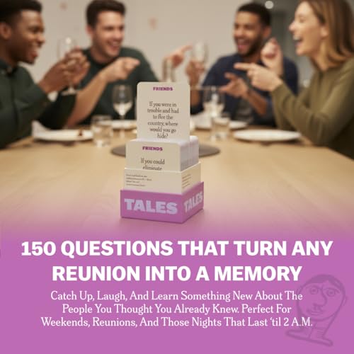 TALES 150 Conversation Cards, Friends Edition, Fun Friend Games for Adults, Teens, Kids, Perfect for Parties, Game Nights, Gifts & Gatherings, Conversations with Friends, Meaningful Connections - color: Friends Edition