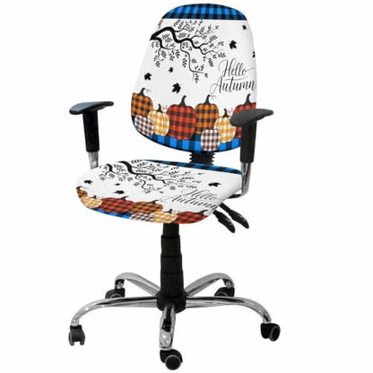 Savannan Office Chair Cover, Colorful Buffalo Check Pumpkin Protective Stretch Elastic Universal Cover for Desk Task Chair,Computer Rotating Chair 1 Pcs Autumn Maple Leaf Blue Plaid
