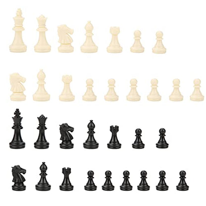 Tournament Chess Set 32 Black & White Pieces 1.93Inch 49mm Tall Standard Replacement Plastic Chessmen Without Checkerboard