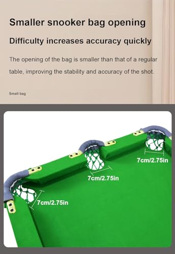 Folding Pool Table, Durable 3-Bag Billiards Training Table, for Game Room Living Room Office, with Leveling Device