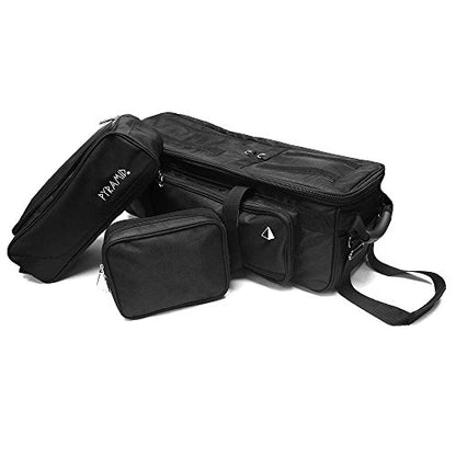 Pyramid Path Triple Tote Roller Plus Bowling Bag with Detachable Shoe Bag (Fits US Mens Size 15), Accessory and Side Pocket, Lightweight Travel Design - color: Black/Black