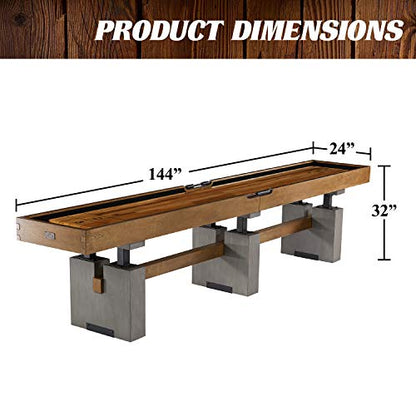Barrington Urban Shuffleboard Table with Scratch-Resistant Playfield and 8-Puck Set - size: 12 Ft.