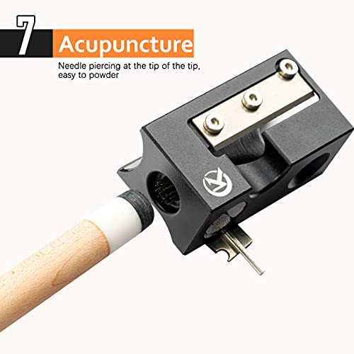 KONLLEN 8-in-1 Cue Tip Repair Tool Billiard Accessory | Multi-function repair tool, shaping trimming burnishing, cue maintenance accessory