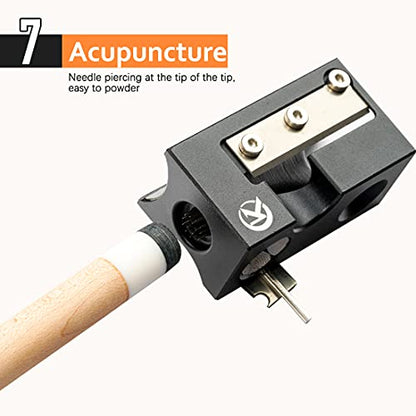 KONLLEN 8-in-1 Cue Tip Repair Tool Billiard Accessory | Multi-function repair tool, shaping trimming burnishing, cue maintenance accessory