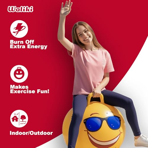 WALIKI Hopper Ball for Teens Ages 10-15 | Hippity Hop | Jumping Hopping Ball | Relay Races | 22” - color: Emoji 1, size: Ages: 10-15 (22")