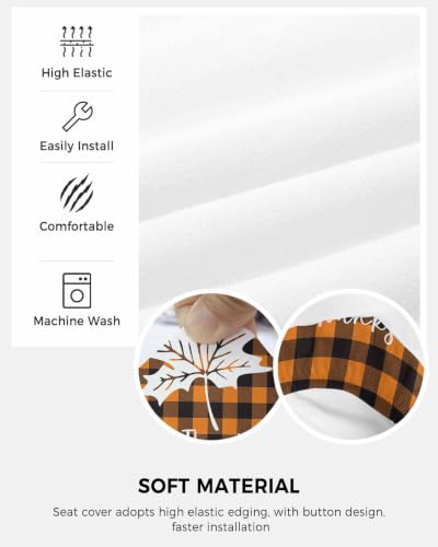 Savannan Office Chair Cover, Thanksgiving White Pumpkin Leaves Protective Stretch Elastic Universal Cover for Desk Task Chair,Computer Rotating Chair 1 Pcs Retro Orange and Black Lattice