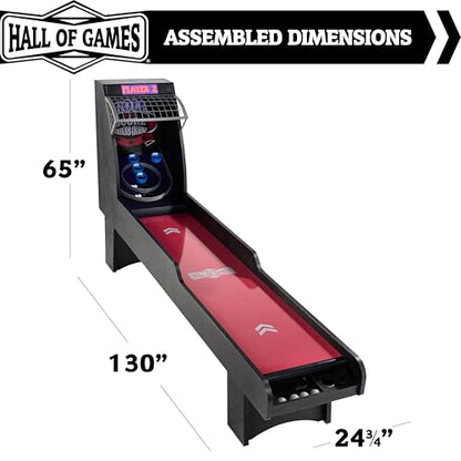 Hall of Games Roll & Score Multiple Styles Arcade Game Collection, Durable & Stylish Designs with Game Balls, Perfect for Family Game Rooms - style: 10 Ft. 8 In. Burgundy Black