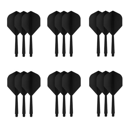 Accmor Integrated Dart Shaft and Flights, Dart Flights for Steel Tip Darts/Soft Plastic Tip Darts, Dart Replacement Flights Accessories - color: 18pcs-black