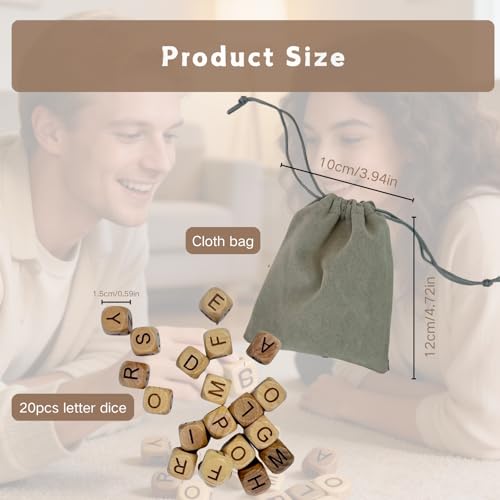 Crossword Dice Game, 20 Large Letter Dice, Word Games，Word Dice Game for Family Game Night, Travel & On-The-Go Fun Word Game Portable
