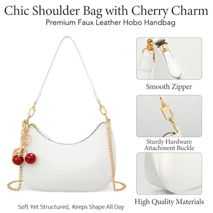 KKXIU Shoulder Bag for Women Cute Hobo Purses and Handbags Retro Clutch Underarm Purse | Cute - color: C-white