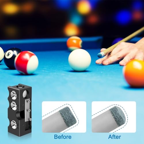 Kalekey 11-in-1 Billiards Pool Cue Tips Shaper, Pool Cue Tips Replacement Kit, Professional Cue Stick Tool, Pool Cue Tips Repair Kit, Billiards Accessories for Replacement and Shaping Cue Tips