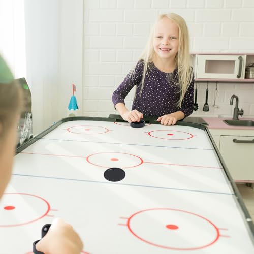 1 Set Mini Air Hockey Pushers and Air Hockey Pucks Great Goal Handles Pushers Goal Handles Paddles Replacement Accessories - 2 Black Air Hockey Pushers and 4 Black Pucks (60mm)