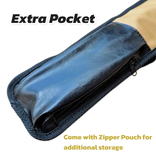 Pool Cue Case,1/2 Billiard Cue Bag,1X1 PU Billiard Stick Bag, 2-Piece Cue Pool Stick Carrying Case - color: khaki