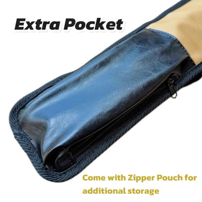 Pool Cue Case,1/2 Billiard Cue Bag,1X1 PU Billiard Stick Bag, 2-Piece Cue Pool Stick Carrying Case - color: khaki