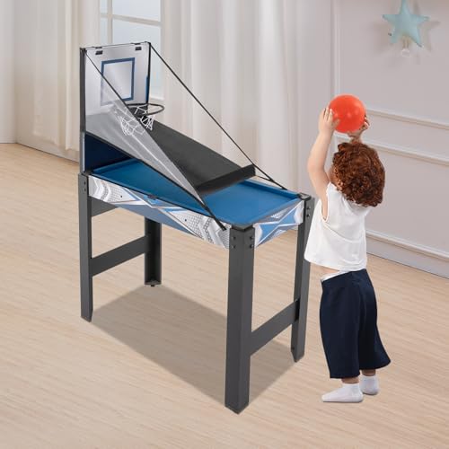 5-in-1 Multi Game Table, Combo Game Table with Billiards, Hockey, Table Tennis, Arrow Shooting, Basketball, Kids and Adults Gifts for Home, Arcade, Game Room-All Accessories Included