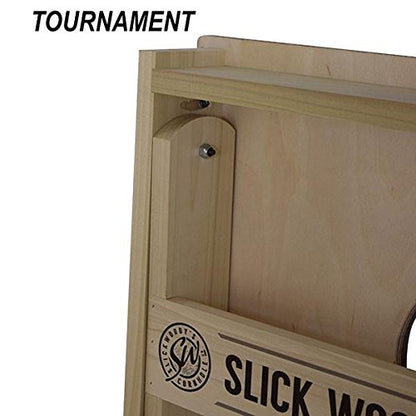Slick Woody's Professional-Grade Cornhole Boards - 4'x2' Solid Wood Regulation Woodgrain Bean Bag Toss Game with 8 Resin Filled Bags - color: Moss Wood
