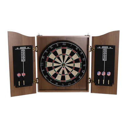 40.15 * 21.25in Professional Bristle Dartboard Cabinet Set, Classic Dartboard Cabinet with 6 Steel Tip Darts, Bristle Dartboard and Solid Wood Cabinet for Bedrooms, Bars, Clubs