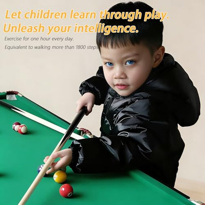 55" Foldable Billiard Table for Kids & Adults - Safe Anti-Collision Design, 330 Lbs Load Capacity, Includes Balls, Cues, Chalk & Brush - Portable Wooden Pool Table for Indoor Outdoor Use - size: 55inA