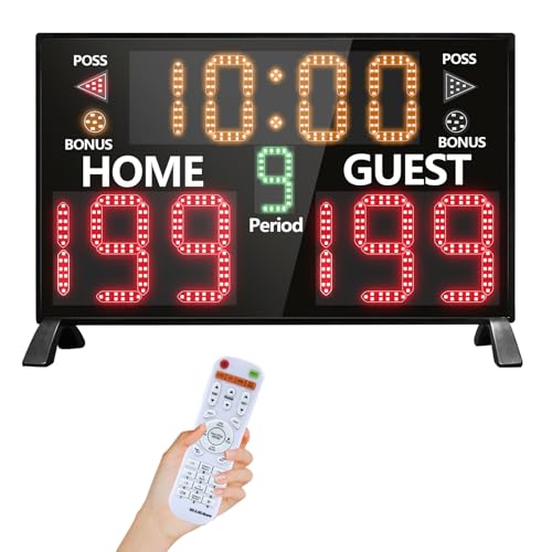 LUCKY TIME Electronic Basketball Scoreboard with Buzzer, Digital Scoreboard with Remote,Portable Score Keeper Battery Powered Score Board for Sports Games - style: 11digits ProMax-S