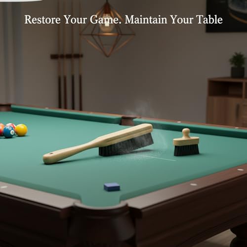 Billiard Table Brush Set with Horse Hair Bristles for Pool Table Cloth Care and Dust Removal