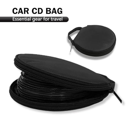 1 PC 20 Capacity CD Holder, Waterproof CD Case with Reinforced Handle, Anti-Scratch DVD Storage Case with Non-Woven Lining, Travel-Friendly Car CD Organizer for Car/Home/Travel (Black)