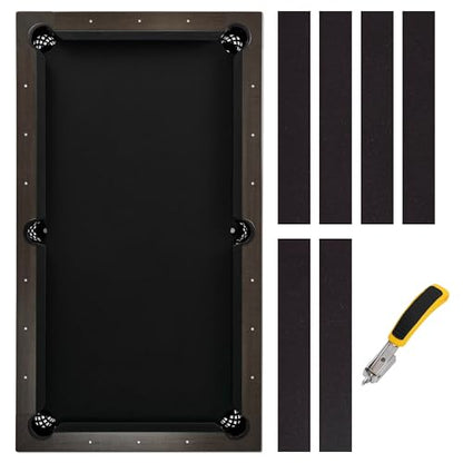 Pool Table Felt Cloth Billiard Cloth with 6 Pcs Cloth Strips and Staple Remover Pool Table Felt Replacement Kit Parts - color: Black, size: 8ft