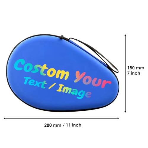 Personalized Table Tennis Racket Case, Custom Hard Shell Ping Pong Storage Bag Ping Pong Paddles Case with Zipper Can Hold 2 Short-Handled Rackets or 1 Long-Handled Racket - color: Blue