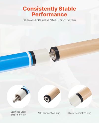 VEVOR Pool Cue, Pool Stick, 58 inch Billiard Pools Cue Stick with Multi-Layer Tip & ABS Connection Ring, Cues Sticks for Professional Pool Table, Bar, Home, Office - style: 4 Piece Pool Stick