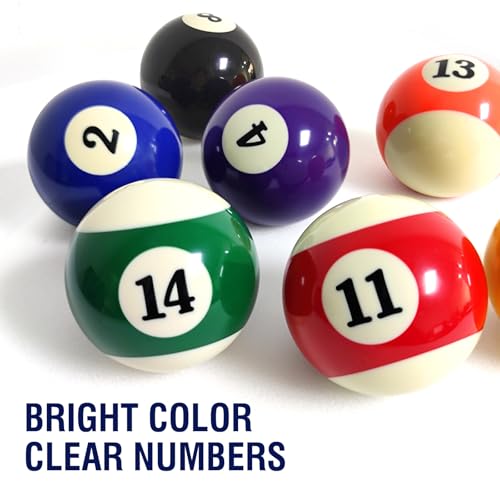 2-1/4" Pool Balls Billiard Set - 16 Resin Balls, Regulation Size & Weight, Complete Pool Table Balls Set for Replacement, Pool Table Accessories & Billiards Pool Accessories
