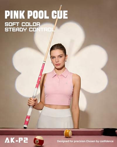KONLLEN Pool Cue Stick Low Deflection Billiards Cue Stick Young Fashionable 58" Professional Pool Table Sticks Gifts for Adults -12.5mm Tip, 3/8 * 8Joint, Weight 19OZ - color: KL-Pink-12.5mm Set