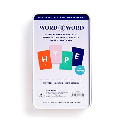 Galison Wexler Studios Word 4 Word – Fun Spelling Card Game for Adults and Kids Perfect for Travel and Family Game Night, 2-4 Players - style: Word 4 Word