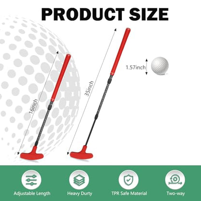 Adjustable Mini Golf Putter Set, Golf Putters Club for Left or Right Handed | Women's Putt Putt Golf Clubs for Men right hand, Practice Putting Heavy Duty TPR Head, 16-35 Inch Length, 2 Pack with 4 Balls - color: BKBL