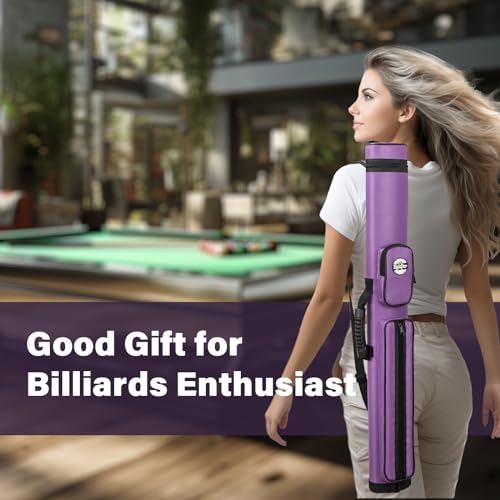 Trymaker Pool Cue Case, 2x2 Pool Stick Case (Not for 3/4) – Hard Billiard Bag for 2 Sticks, Billiard Accessories - color: Purple