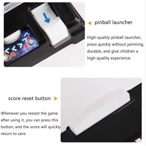 PHATM Mini Pinball Game for Home Retro Desktop Marble Arcade with Digital Scoreboard Lights Sounds Parent Preschooler Puzzle Pinball Machine