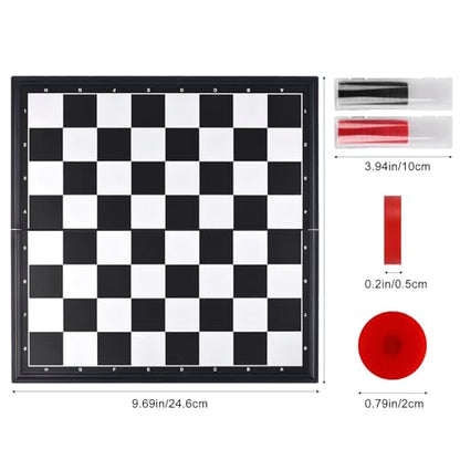 Magnetic Travel Checkers Board Game Set with Folding Board Family Educational Toys for Kids and Adults