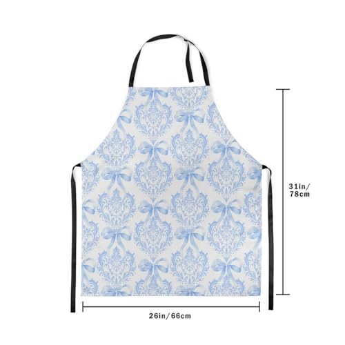 Manfei Blue Bowknot Kids Kitchen Apron - color: Blue